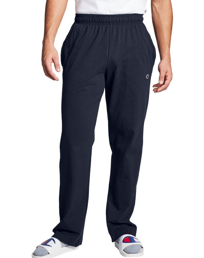 Champion Mens Pants NZ - Open Bottom Everyday Cotton Navy ( 9457-DRKQA )